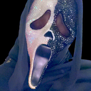 Black and White Bejeweled Ghost Face Mask