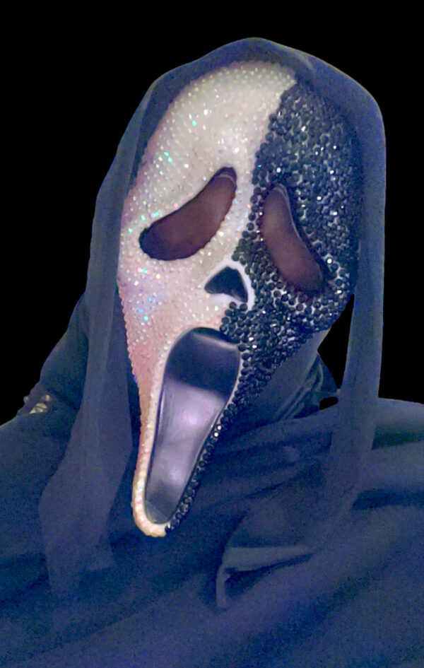 Black and White Bejeweled Ghost Face Mask